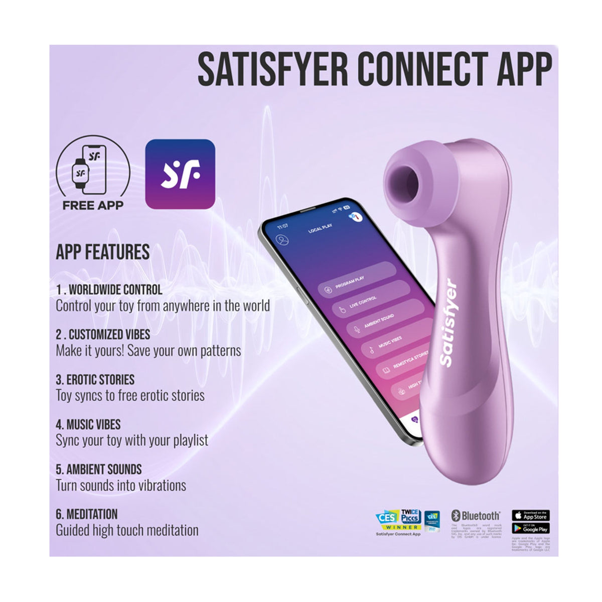 Satisfyer Connect App features and Bluetooth control