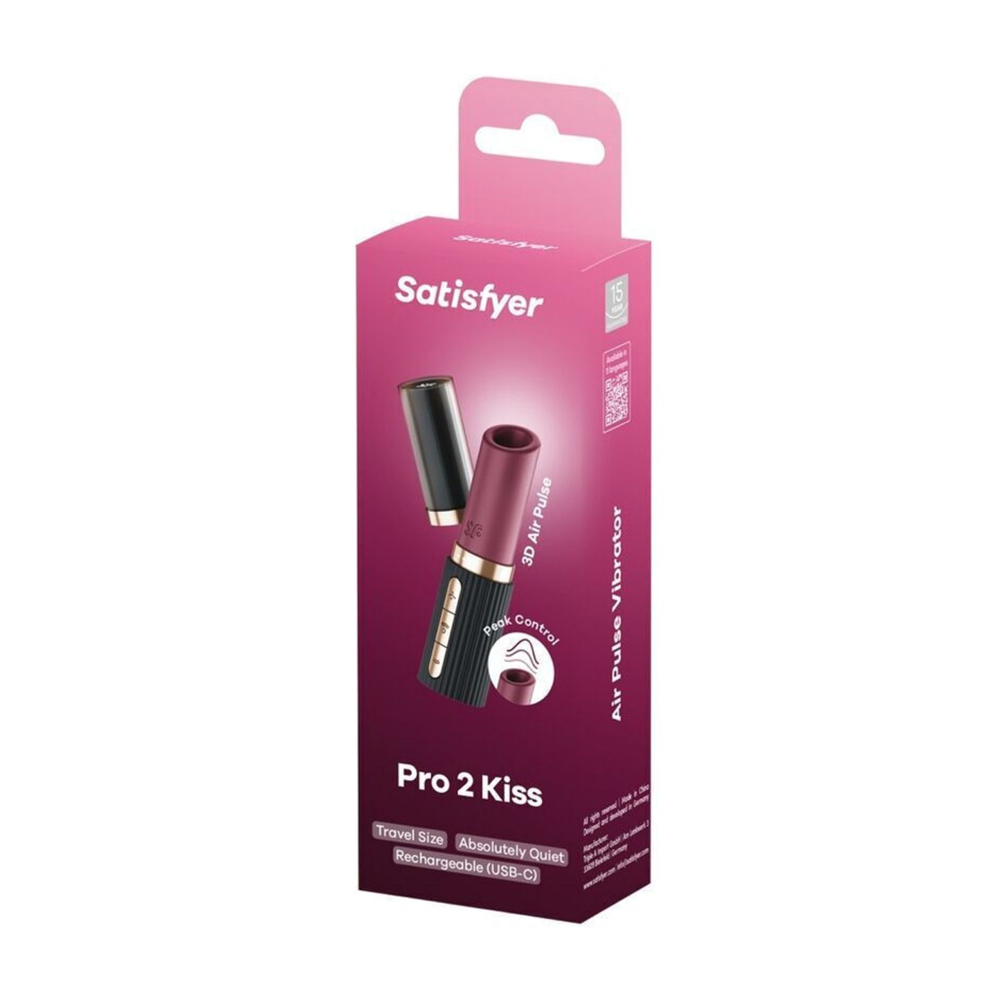 Satisfyer Pro 2 Kiss Air Pulse Clitoral Stimulator in retail packaging