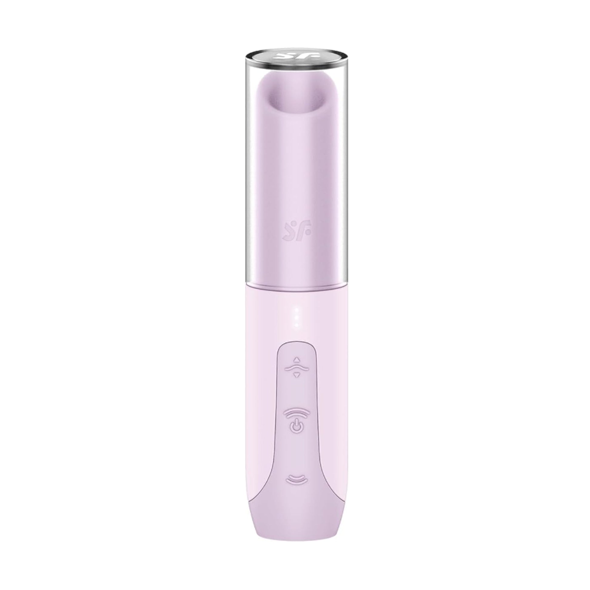 Front view showing lipstick-style design and controls