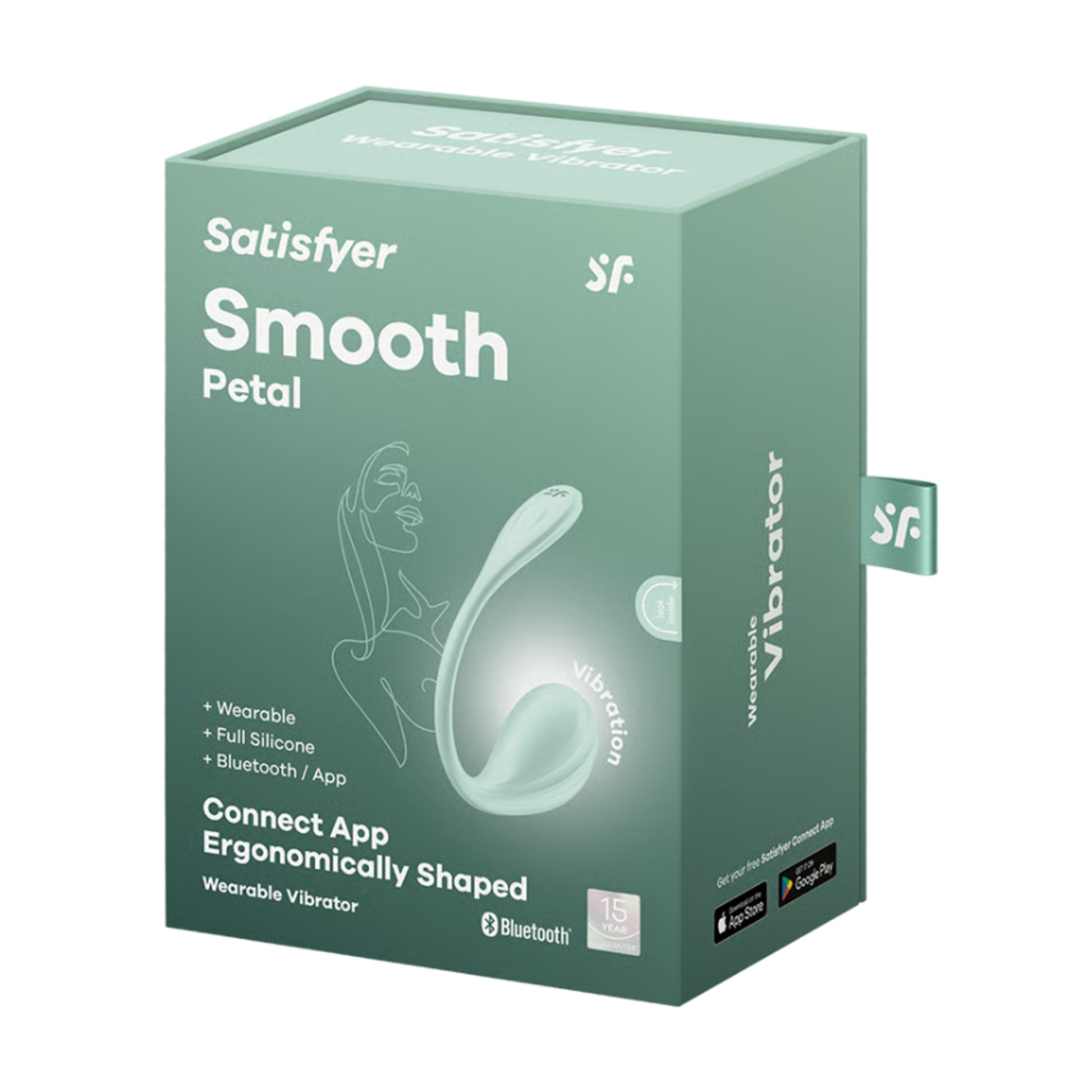 Satisfyer Smooth Petal Connect Wearable Vibrator Mint retail packaging