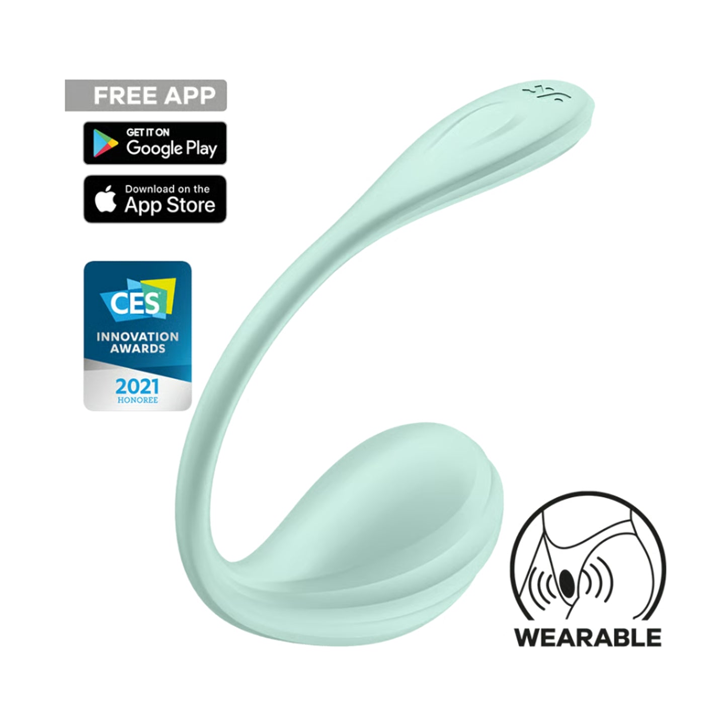 Mint wearable vibrator with app connectivity and wearable design