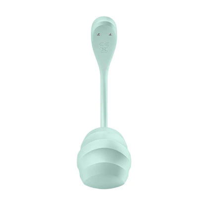Rear view of wearable vibrator showing magnetic charging pins