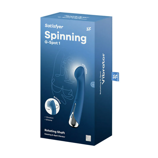 Satisfyer Spinning 1 Rotating G-Spot Vibrator Blue retail packaging