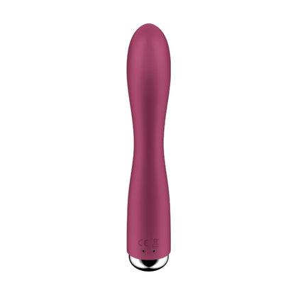 Rear view of red rabbit vibrator with magnetic charging points