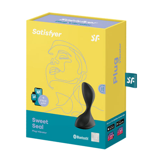 Satisfyer Sweet Seal Connect Plug Vibrator Black in retail packaging