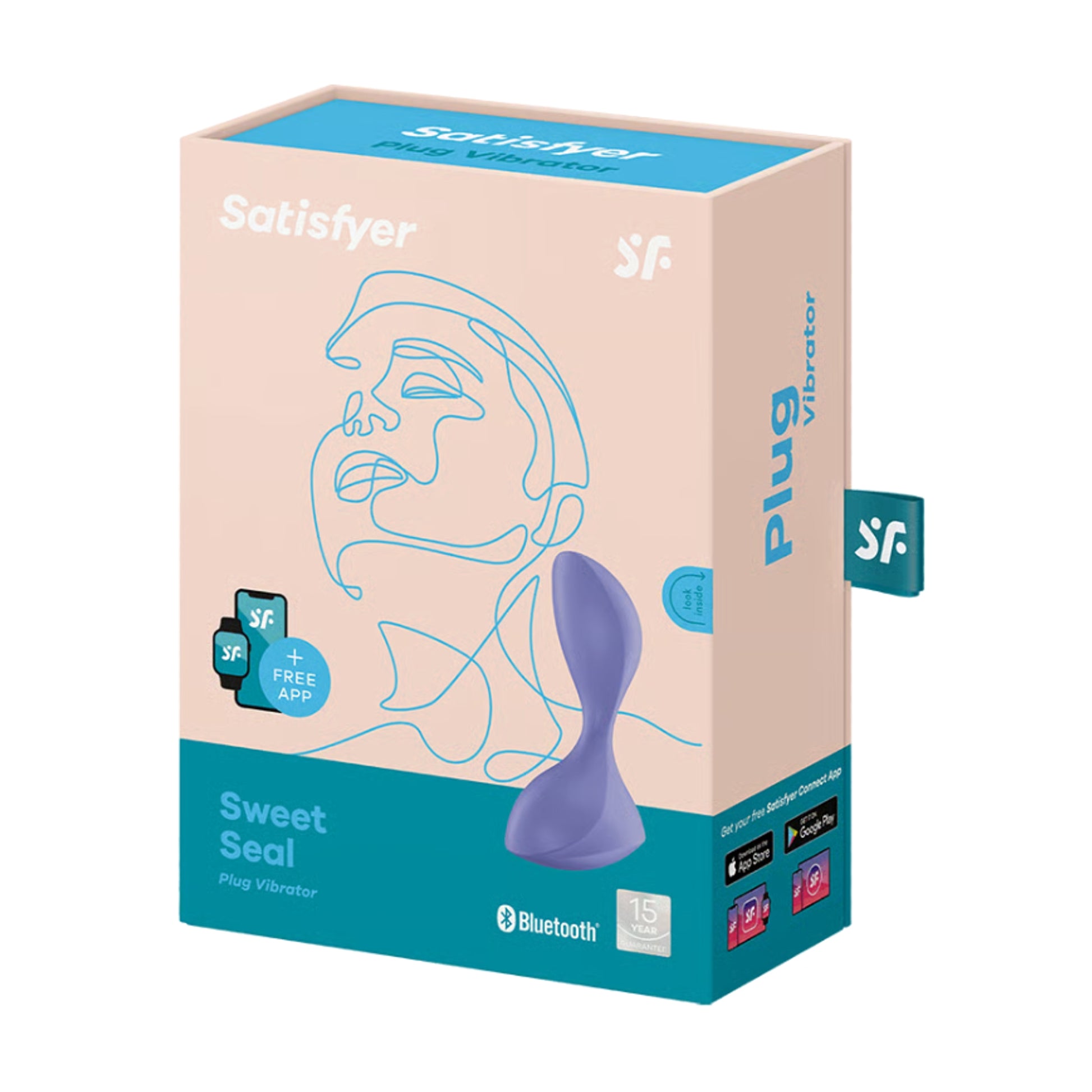 Satisfyer Sweet Seal Connect Plug Vibrator Purple in retail packaging