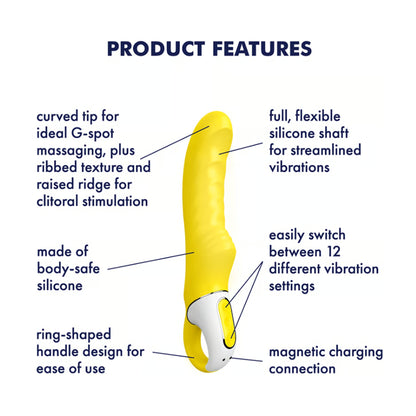 Product features diagram for G-spot vibrator