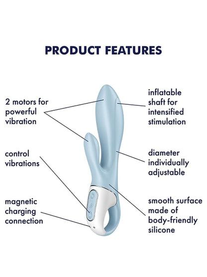 Satisfyer Air Pump Bunny 1 Inflatable Rabbit Vibrator Blue