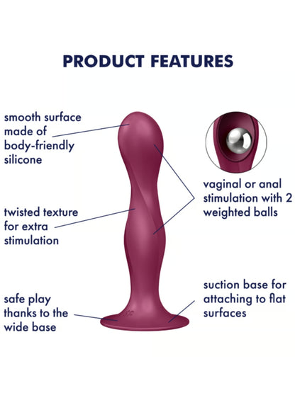 Satisfyer Double Ball-R Weighted 6" Dildo Red