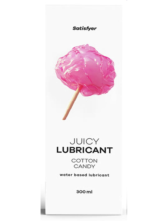 Satisfyer Juicy Cotton Candy Lube in Retail Packaging on a White Background