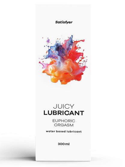 Satisfyer Juicy Euphoric Orgasm Lube in Retail Packing on a White Background