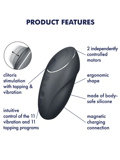 Satisfyer Tap & Climax 1 Lay On Vibrator Grey
