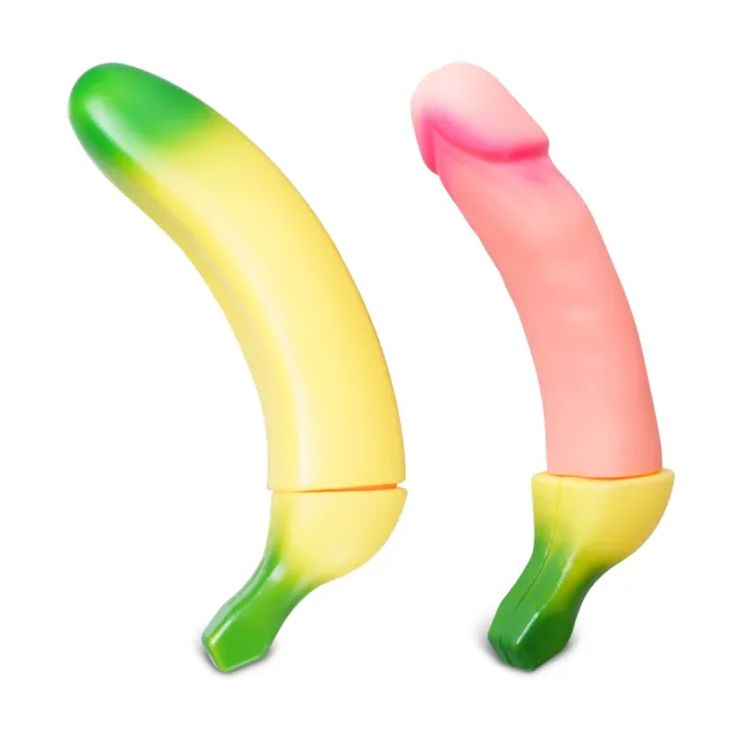 Banana water pistol beside novelty penis-shaped version