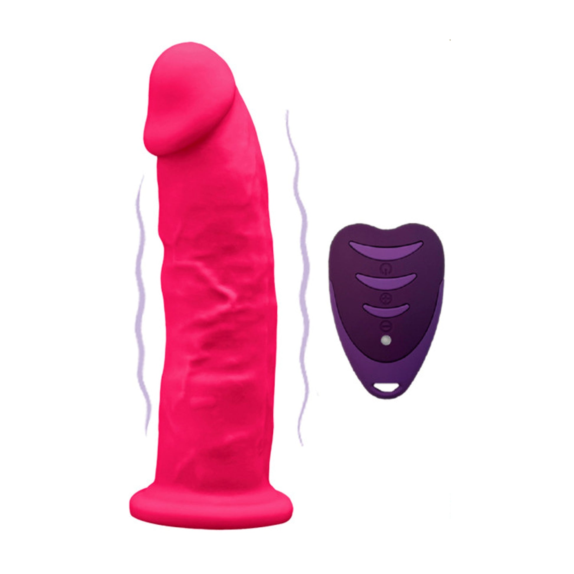 Side view of dildo shown with remote control