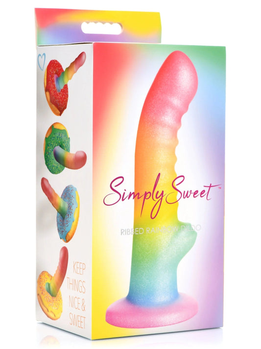 Simply Sweet 6.5" Ribbed Rainbow Dildo