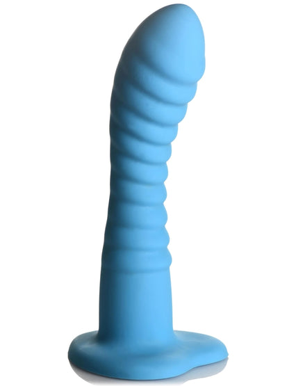 Simply Sweet 7" Ribbed Silicone Dildo Blue