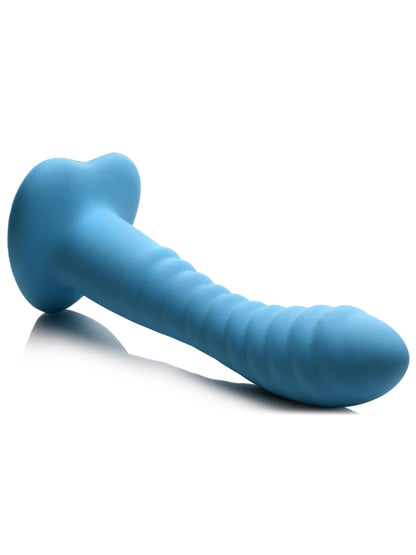 Simply Sweet 7" Ribbed Silicone Dildo Blue