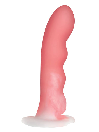 Simply Sweet 8" Wavy Silicone Dildo Pink/White