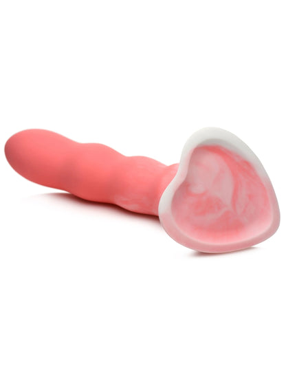 Simply Sweet 8" Wavy Silicone Dildo Pink/White