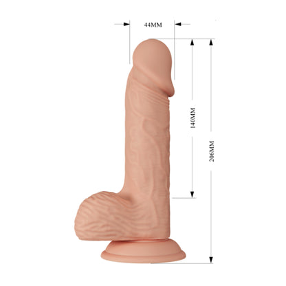 Side view of dildo showing full length and diameter measurements
