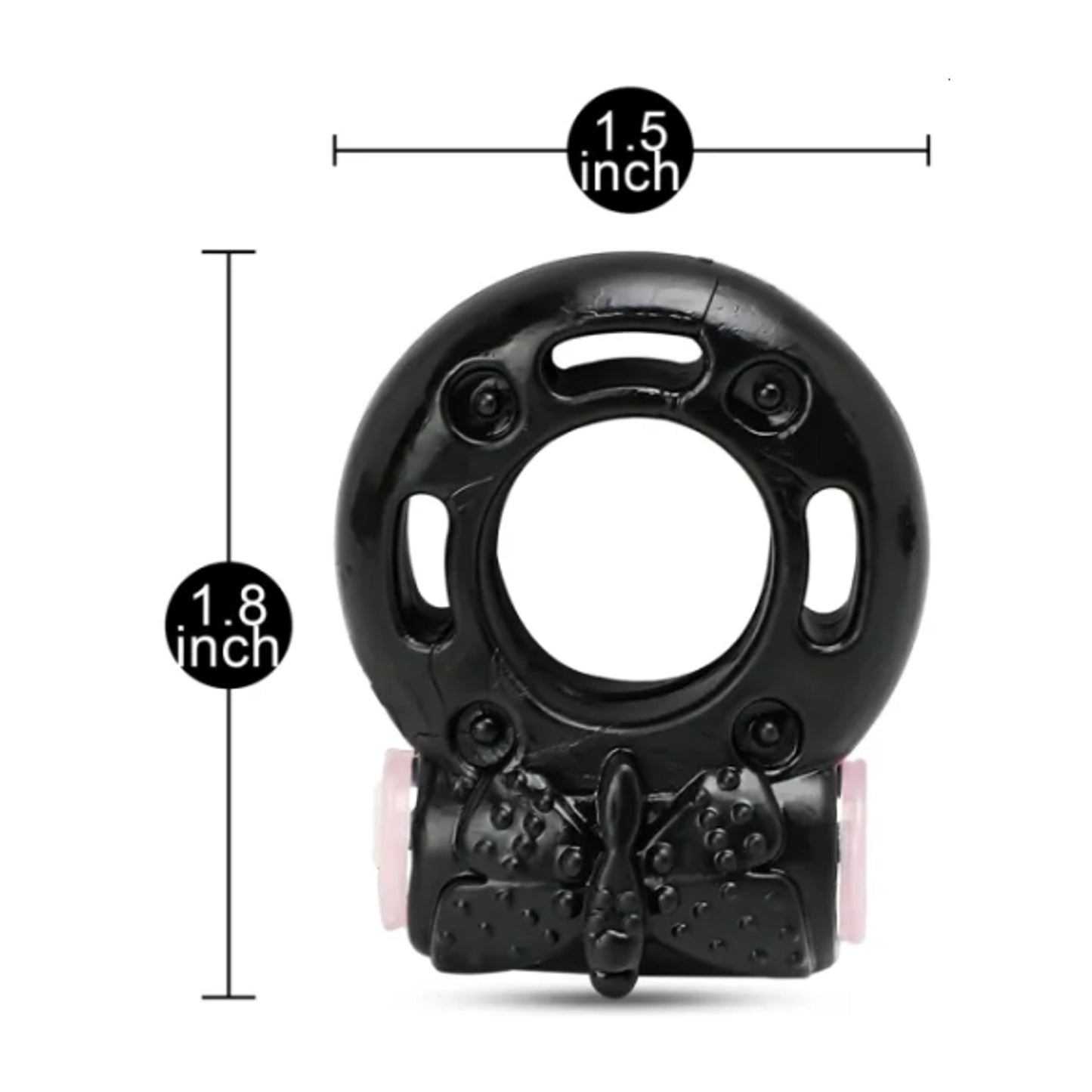 Vibrating Cock Ring Black with Size Dimensions