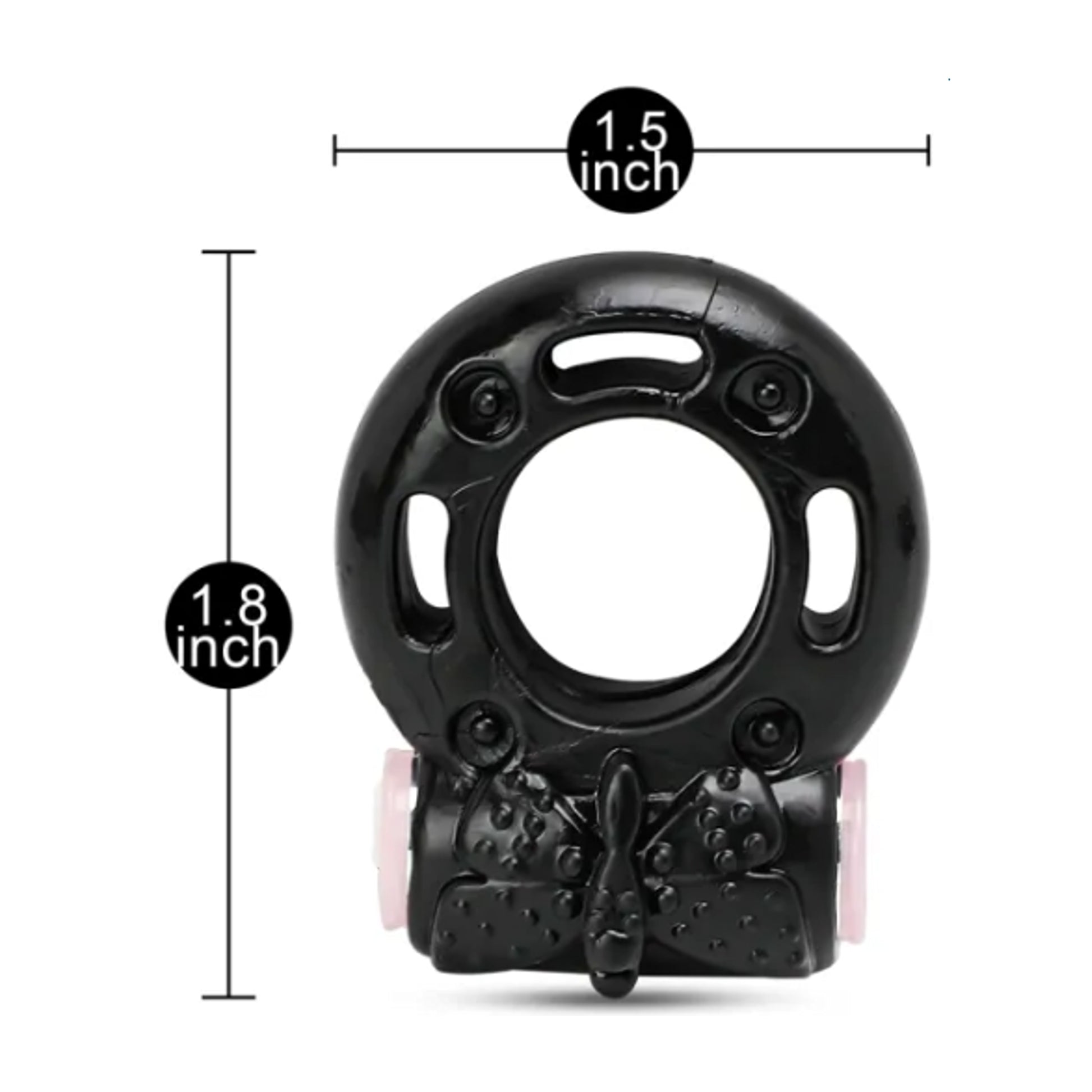 Vibrating Cock Ring Black with Size Dimensions