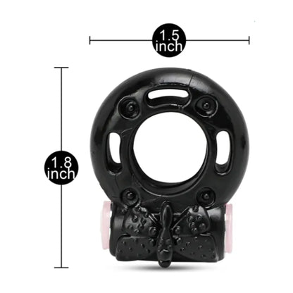 Vibrating Cock Ring Black with Size Dimensions