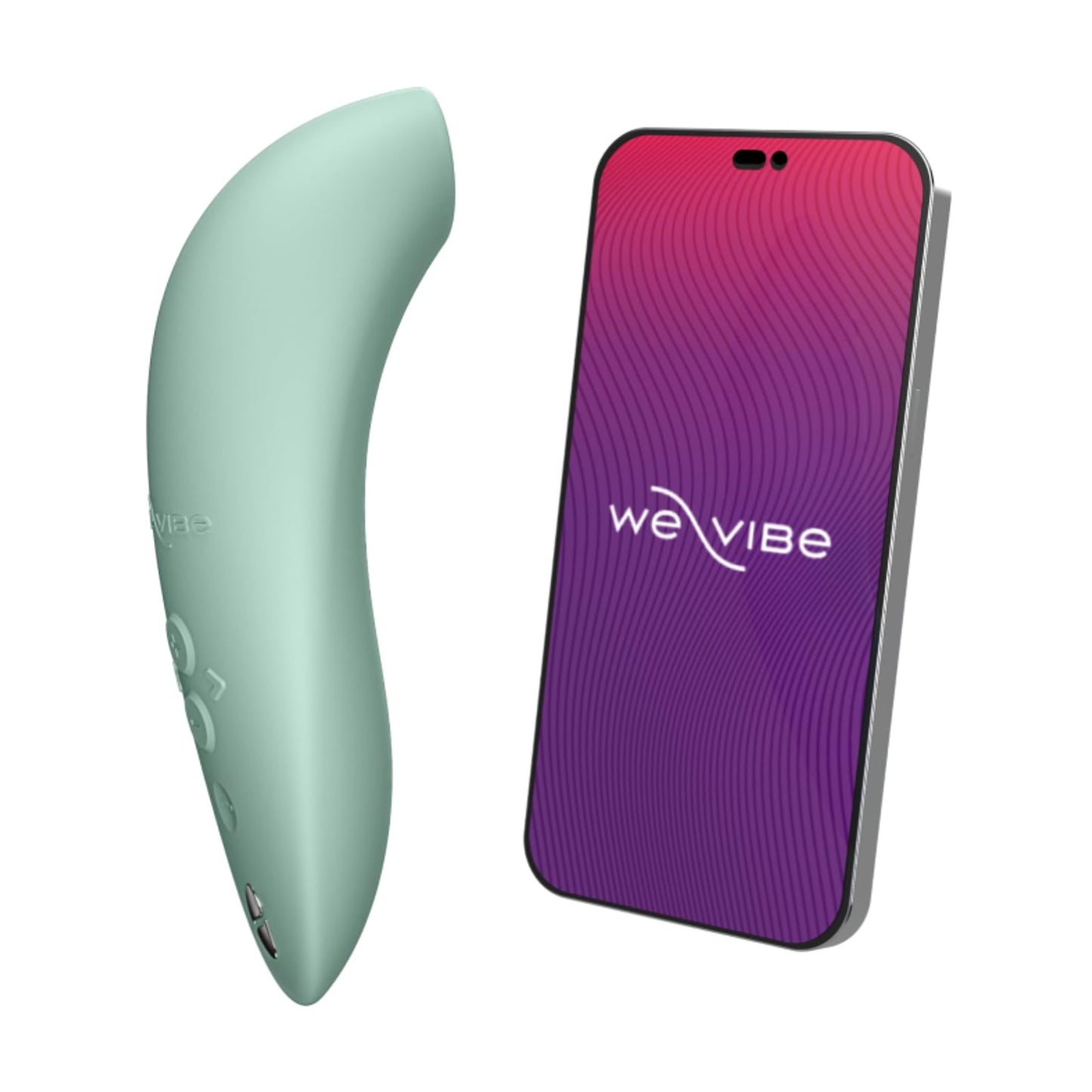Melt 2 stimulator displayed beside smartphone app control