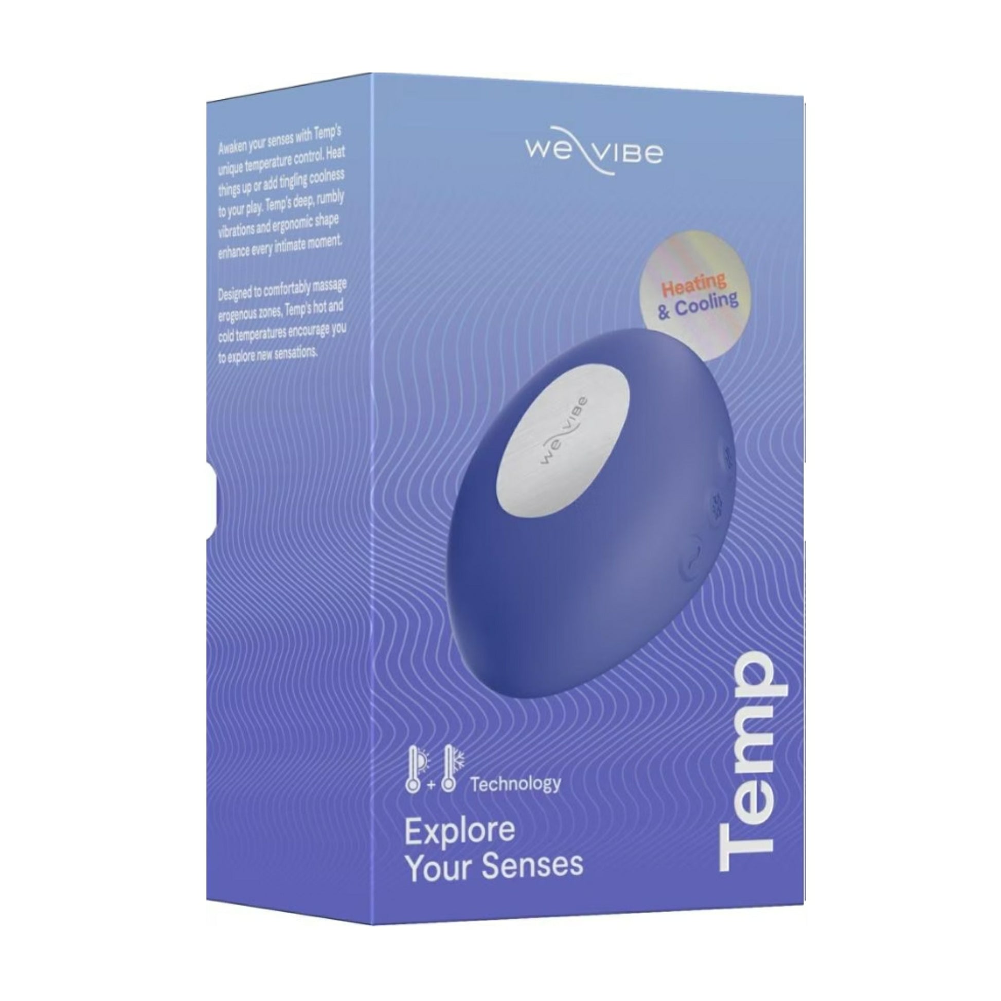 We-Vibe Temp Temperature Play Vibrator Lavender Blue retail packaging 