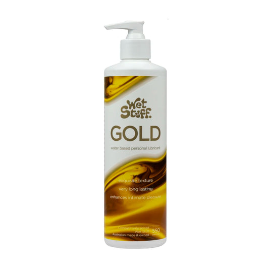 Wet Stuff Gold 550g Water-based Lubricant pump retail packaging