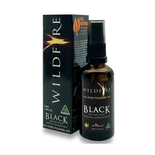 Wildfire Black 50ml All Over Pleasure Oil in retail packaging