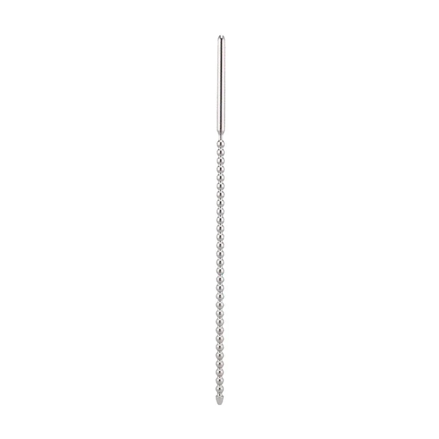 Front view of the stainless steel beaded urethral sound