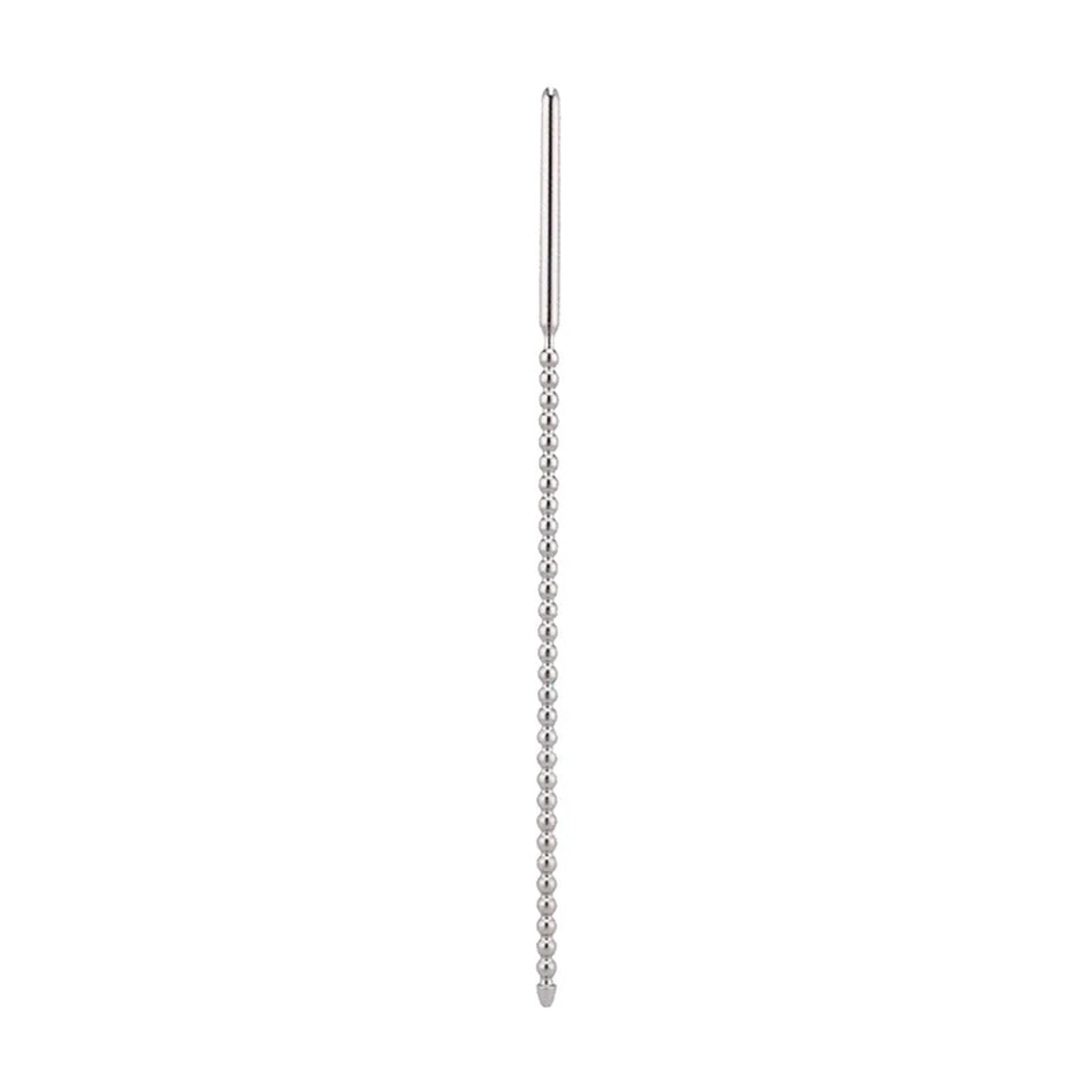 Front view of the stainless steel beaded urethral sound