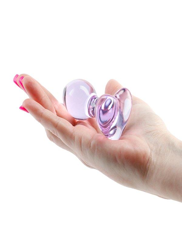 Crystál Glass Heart Anal Plug Purple - Passionzone Adult Store