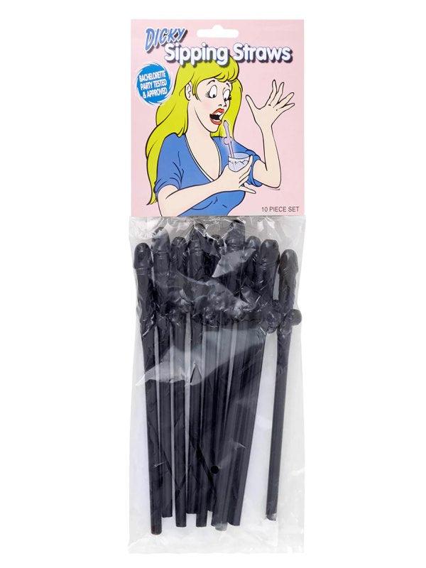Dicky Sipping Straws 10 Pack Black - Passionzone Adult Store