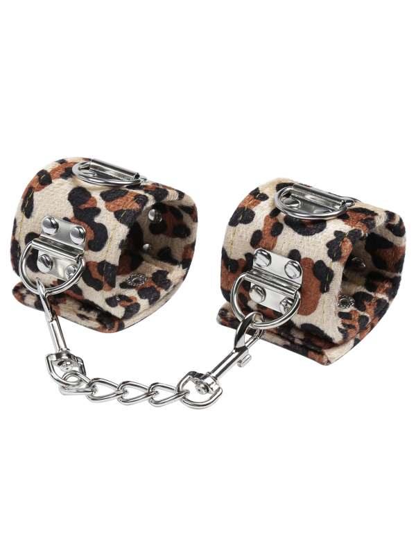 Leopard Print Snap Stud Ankle Cuffs - Passionzone Adult Store
