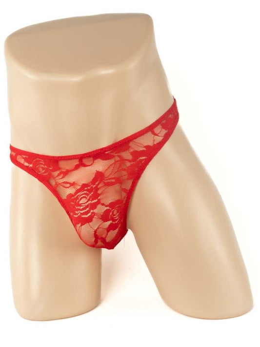Mens Lace G String Red - Passionzone Adult Store