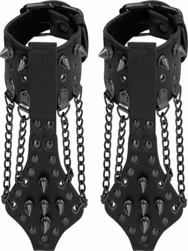 Ouch! Skulls And Bones Spiked Handcuffs With Chains - Passionzone Adult Store