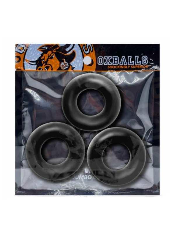 Oxballs Fat Willy Jumbo Cock Ring 3 Pack Black - Passionzone Adult Store