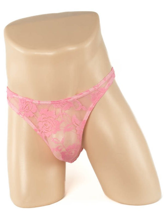 Poison Rose Men's Lace G-String Pink - Passionzone Adult Store