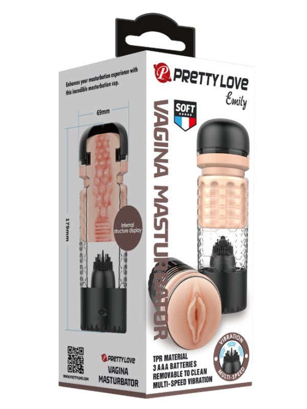 Pretty Love Emily Vibrating Masturbator Black - Passionzone Adult Store