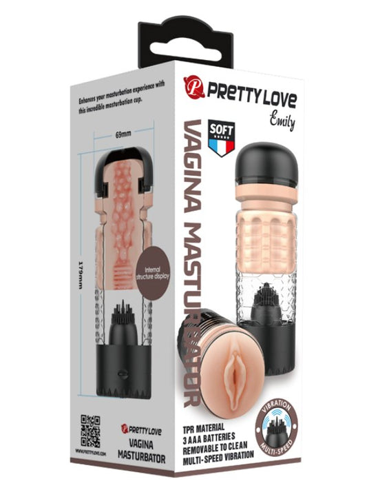 Pretty Love Emily Vibrating Masturbator Black - Passionzone Adult Store