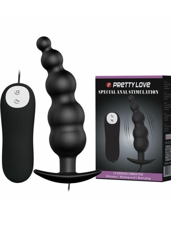 Pretty Love Vibrating Ribbed Beaded Butt Plug - Passionzone Adult Store