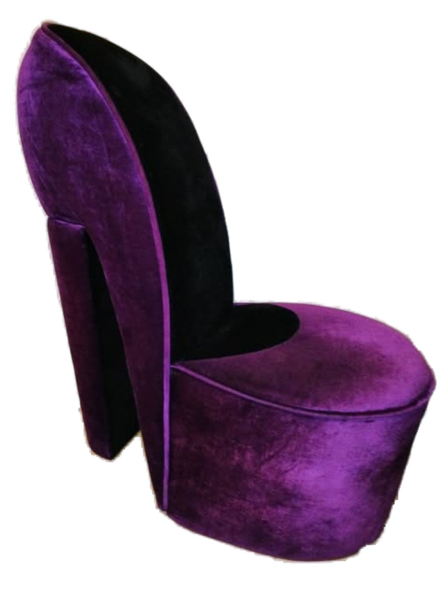 Rare Purple & Black Velvet High Heel Shoe Chair – Brand New in Box