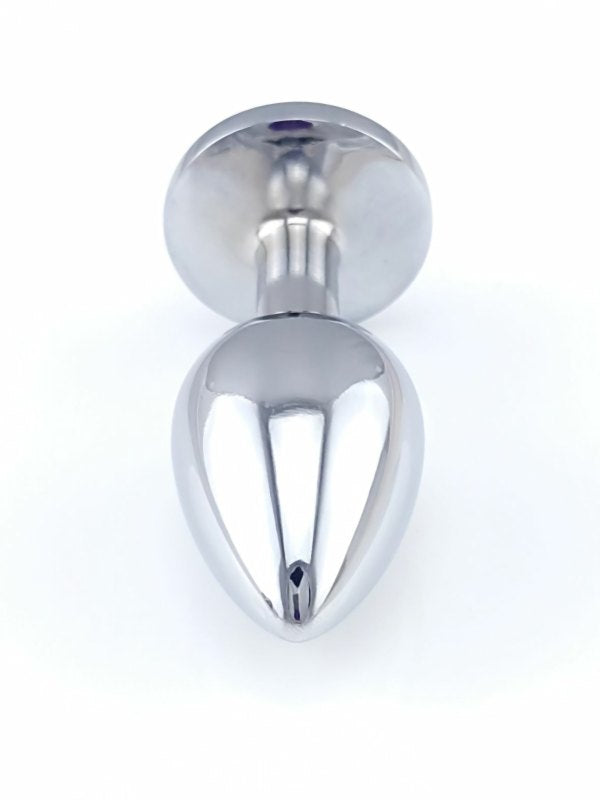 Steel Anal Plug Chrome/Red Small - Passionzone Adult Store