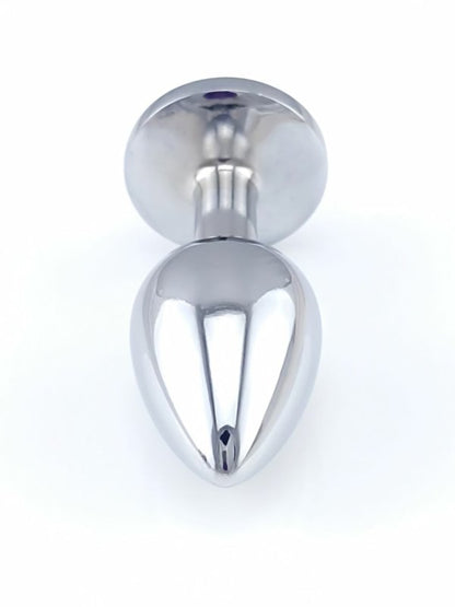 Steel Anal Plug Chrome/Red Small - Passionzone Adult Store