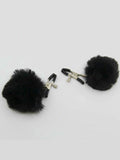 Love In Leather Pom Pom Nipple Clamps Black - Passionzone Adult Store