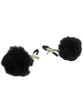 Love In Leather Pom Pom Nipple Clamps Black - Passionzone Adult Store